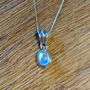 Vintage Moonstone Sterling Silver Pendant Necklace